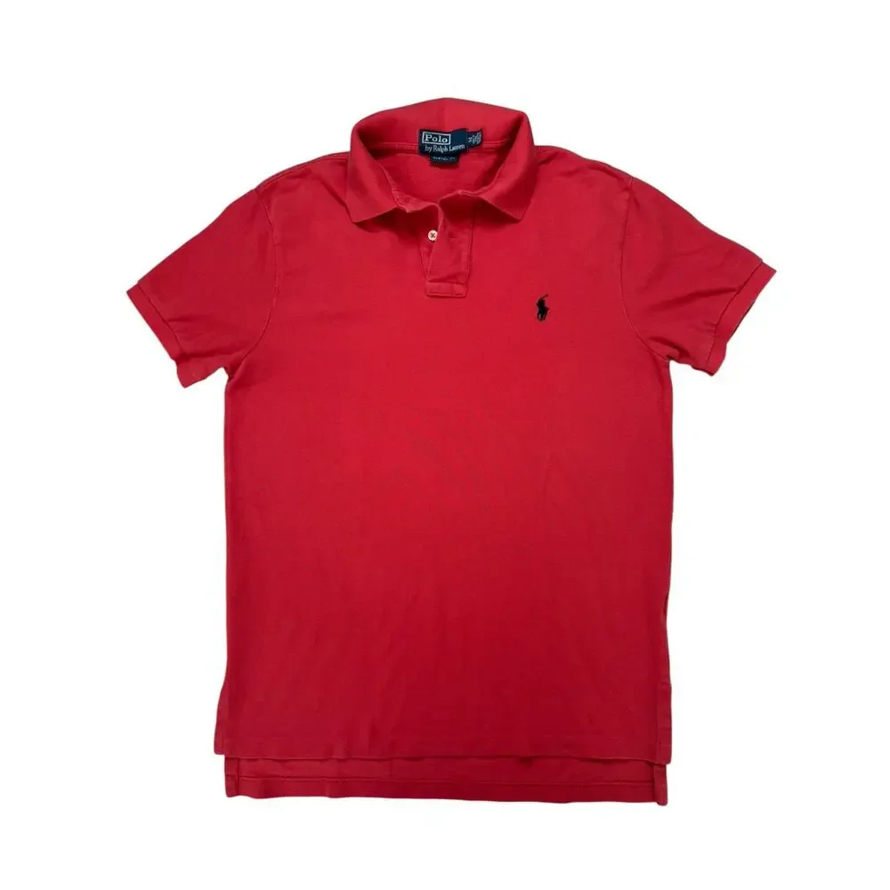 POLO RALPH LAUREN Salmon Pink Pony Custom Fit Short Sleeve Polo Size Medium Mens